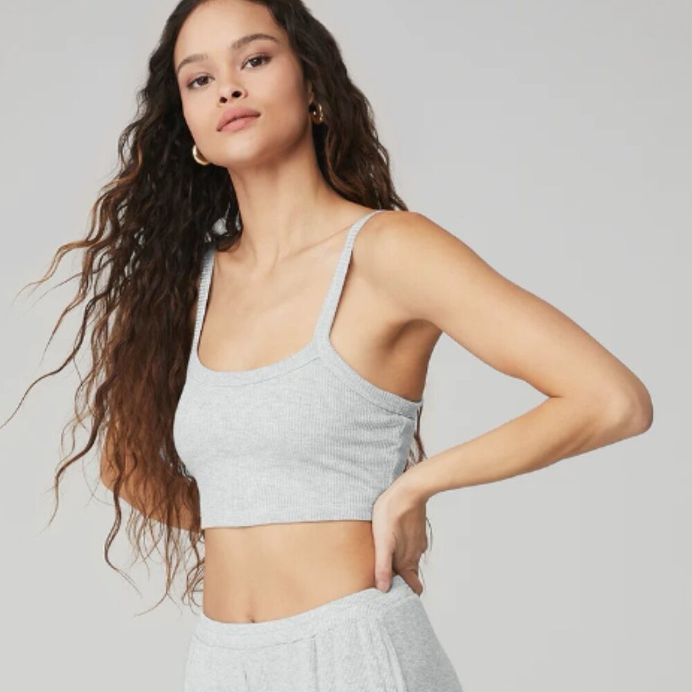 ALO Yoga Light Gray Whisper Ribbed Tank Top
